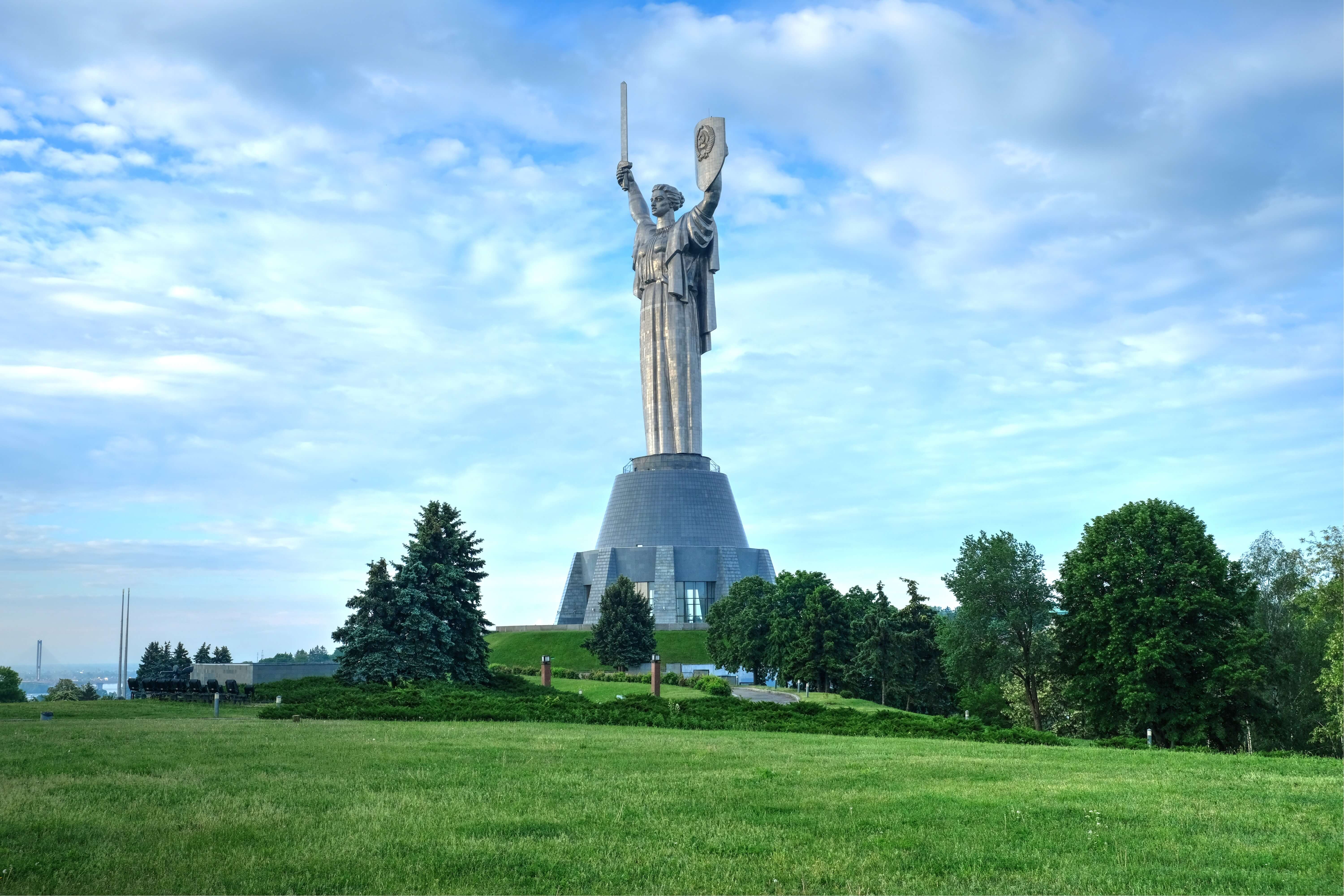 is a part of the Museum of WWII complex. A massive female warrior stands guard over Kyiv