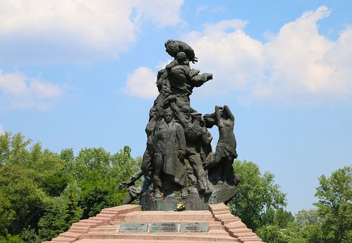 is a place where between 100,000 and 150,000 Jews, Ukrainians, Russians and many others were murdered by the Nazis during the Second World War. Today, Babyn Yar is a lush park. (this location is optional)